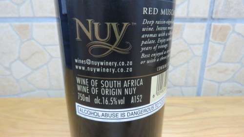 Sealed 750ml Bottle of South Africa Nuy Full Sweet 2013 Rooi (Red) Muskadel 16.5% Vol A152