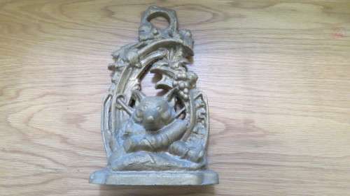 Superb Antique Heavy Cast Brass Fox Hunt Doorstop COURIER ONLY H: 30 cm