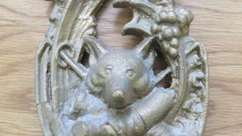 Superb Antique Heavy Cast Brass Fox Hunt Doorstop COURIER ONLY H: 30 cm