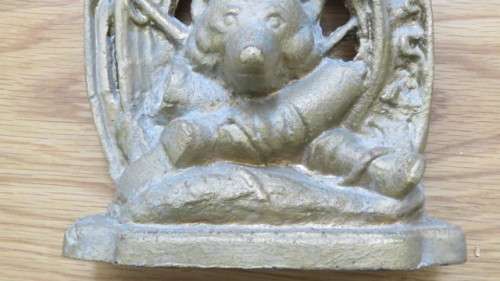 Superb Antique Heavy Cast Brass Fox Hunt Doorstop COURIER ONLY H: 30 cm