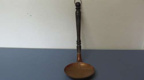 Superb Vintage Original De Klerk Large Copper Ladle/Hand Carved Wooden Handle L: 38 cm