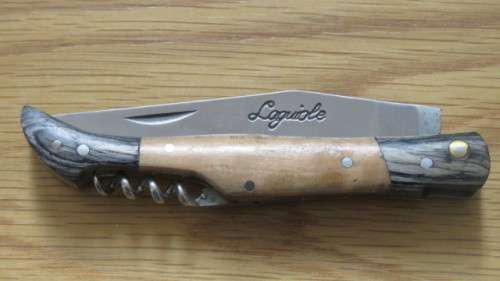 Wonderful Vintage Laguiole Olive Wood Handle Pocket Knife Made in France L: 12 cm