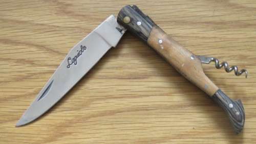 Wonderful Vintage Laguiole Olive Wood Handle Pocket Knife Made in France L: 12 cm