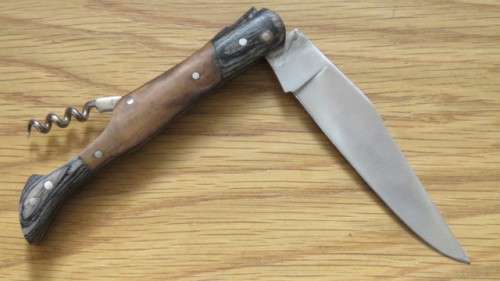 Wonderful Vintage Laguiole Olive Wood Handle Pocket Knife Made in France L: 12 cm