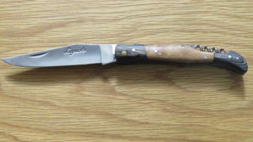 Wonderful Vintage Laguiole Olive Wood Handle Pocket Knife Made in France L: 12 cm