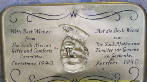 Rare Vintage WWII Chocolate Gift Tin Issued to South African Troops by Jan Smuts 17,5 x 11,5 cm