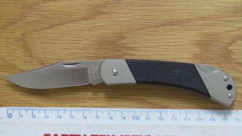 Superb Kershaw Black Gulch #3120 Officer Ranch Pocket Knife With Leather Pouch L: 10,5 cm