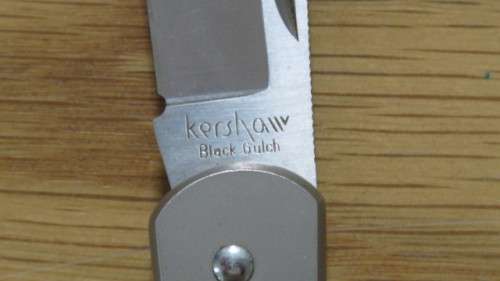 Superb Kershaw Black Gulch #3120 Officer Ranch Pocket Knife With Leather Pouch L: 10,5 cm