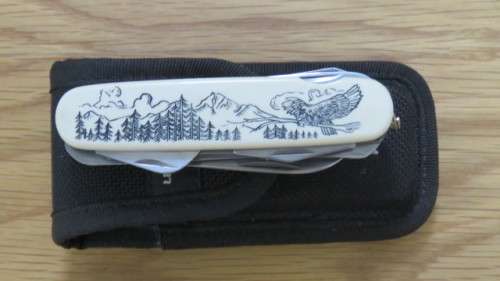 Stunning Vintage 200th Anniversary of the American Eagle Mutli Tool Pocket Knife in Pouch L: 9cm
