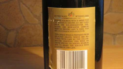 Sealed 750ml 1990 De Wet Koop Wine Cellar Hanepoot