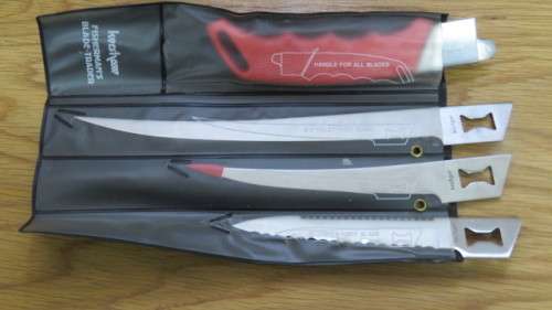 Superb Vintage Kershaw Fisherman`s Blade Trader Knife Set #1096TF. Details in Description.