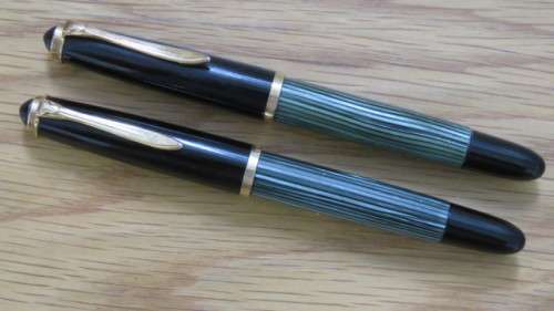 Two Superb Vintage 1950`s Pelikan 400 Fountain Pens With 14K Gold Nibs L: 13,2 cm