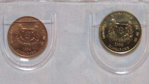 Singapore and Malaysia Uncirculated Coin and Stamp Set in Plastic Wallet Details in Description