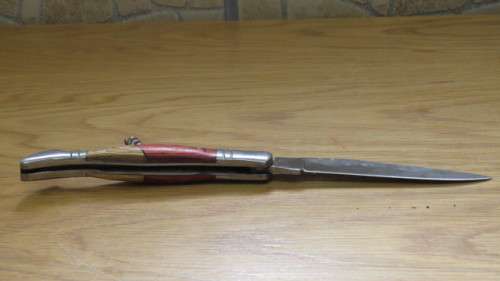 Superb Vintage `Laguiole` 440 Folding Knife With Corkscrew Two Tone Wood Handle L: 22 cm