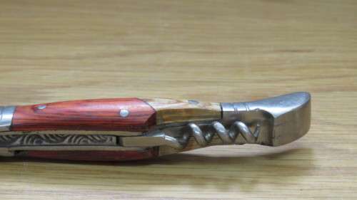 Superb Vintage `Laguiole` 440 Folding Knife With Corkscrew Two Tone Wood Handle L: 22 cm