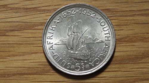 Union of South Africa Silver 1952 Five Shillings Coin 28.3 g