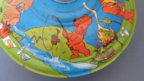 Fantastic Vintage Haribo Goldbaren Tin Spinning Top Toy D: 18 cm