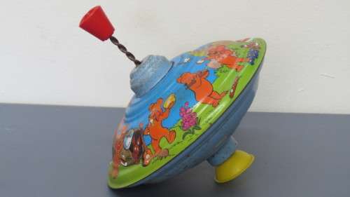 Fantastic Vintage Haribo Goldbaren Tin Spinning Top Toy D: 18 cm