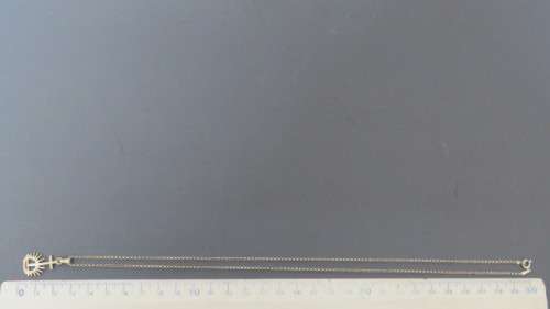 Lovely Vintage Sterling Silver Cable Chain/ Abstract Rising Sun With Cross Pendant L: 30 cm 4.1 g