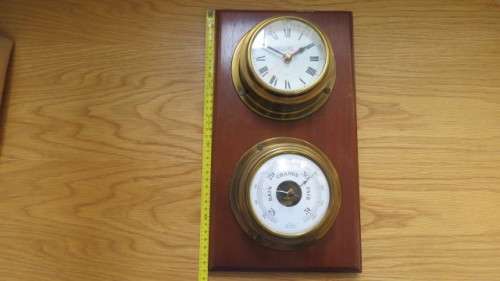 Vintage Foster Callear Clock/Barometer Set in Maritime Cases on Solid Mahogany SOLD AS IS