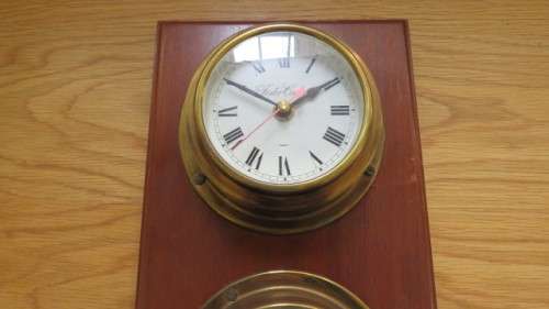 Vintage Foster Callear Clock/Barometer Set in Maritime Cases on Solid Mahogany SOLD AS IS