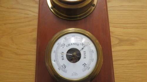 Vintage Foster Callear Clock/Barometer Set in Maritime Cases on Solid Mahogany SOLD AS IS