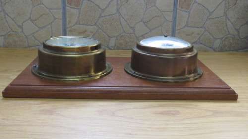 Vintage Foster Callear Clock/Barometer Set in Maritime Cases on Solid Mahogany SOLD AS IS