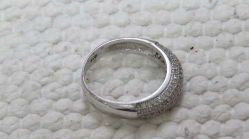 Sparkling Sterling Silver Pave Ring Size N 3.3 g