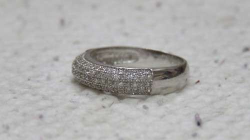 Sparkling Sterling Silver Pave Ring Size N 3.3 g