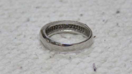 Sparkling Sterling Silver Pave Ring Size N 3.3 g