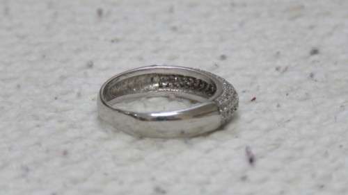 Sparkling Sterling Silver Pave Ring Size N 3.3 g