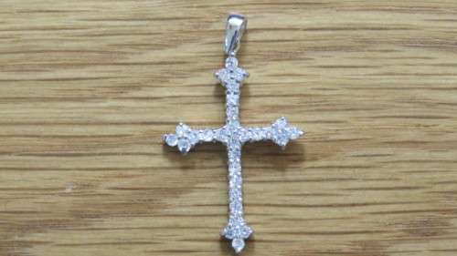 Gorgeous Encrusted Clear Stone Sterling Silver Pendant 25 x 44 mm 4.0 g