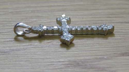 Gorgeous Encrusted Clear Stone Sterling Silver Pendant 25 x 44 mm 4.0 g