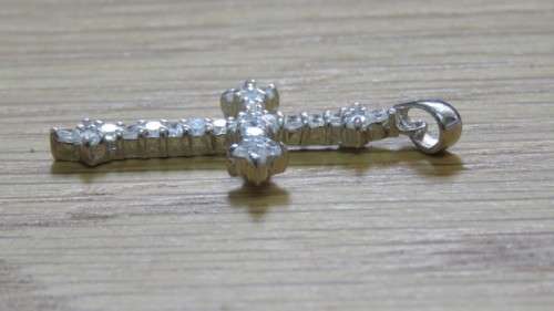 Gorgeous Encrusted Clear Stone Sterling Silver Pendant 25 x 44 mm 4.0 g