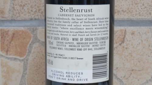 Sealed 750ml Bottle of Stellenrust 2012 Cabernet Sauvignon