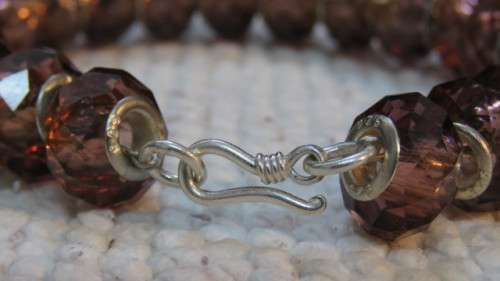 Gorgeous Baltic Amber/ Silver Faceted Pandora Style Chestnut Colour Troll Beads Bracelet L: 22,5 cm