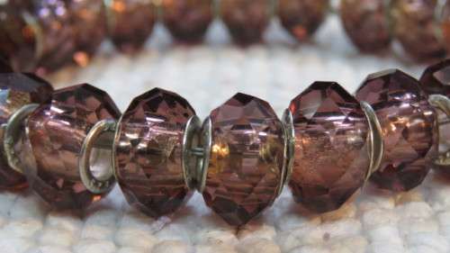 Gorgeous Baltic Amber/ Silver Faceted Pandora Style Chestnut Colour Troll Beads Bracelet L: 22,5 cm