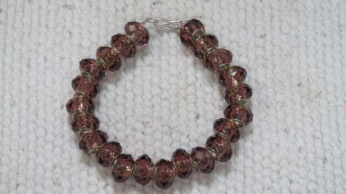 Gorgeous Baltic Amber/ Silver Faceted Pandora Style Chestnut Colour Troll Beads Bracelet L: 22,5 cm
