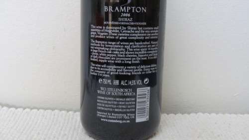 Sealed 750ml Bottle of Rustenberg Brampton 2006 Shiraz