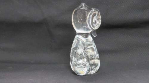 Lovely Vintage Clear Glass Owl Paperweight Control Bubbles Large Eyes H: 11 cm