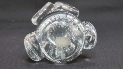 Lovely Vintage Clear Glass Owl Paperweight Control Bubbles Large Eyes H: 11 cm