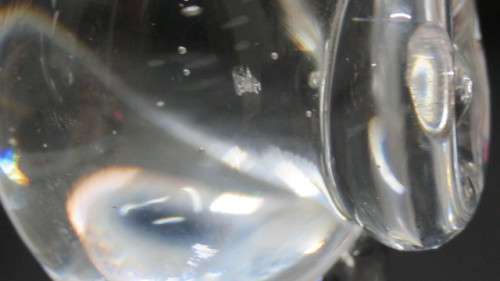 Lovely Vintage Clear Glass Owl Paperweight Control Bubbles Large Eyes H: 11 cm