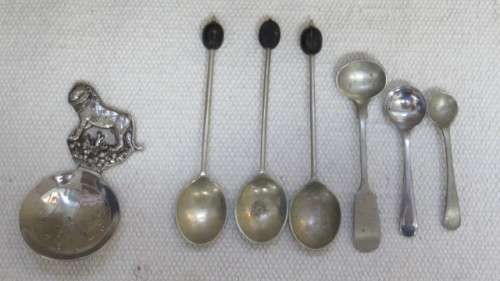 Collection of Thirty Three Silver Plated Teaspoons, Forks, Serving Spoons Details in Description
