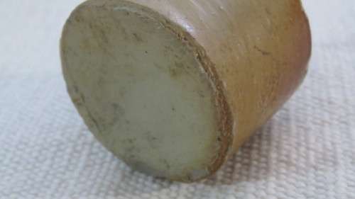 Stunning Vintage Glass Jar/Two Stoneware `Pork Pie` Short Style Ink Pots