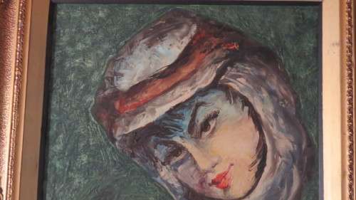 Stunning Framed Antique Oil on Canvas Woman With Turban Portrait Unsigned 64 x 88,5 cm