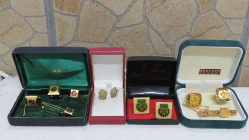 Collection of Four Boxed Vintage Cufflinks/Tie Clip Sets Details in Description