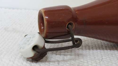 Two Vintage W. Daly Durban Stoneware Ginger Beer Bottles With Stoppers L: 23 cm