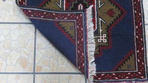 Exquisite Hand Knotted Balouch Rug Geometric Pattern With Tasseled Borders 150 x 100 cm