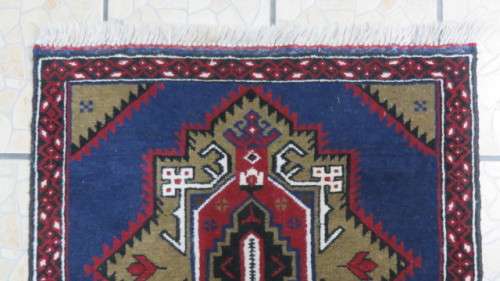 Exquisite Hand Knotted Balouch Rug Geometric Pattern With Tasseled Borders 150 x 100 cm