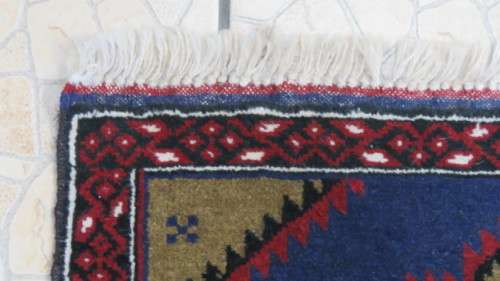 Exquisite Hand Knotted Balouch Rug Geometric Pattern With Tasseled Borders 150 x 100 cm